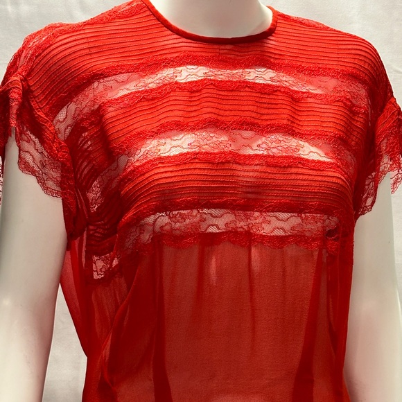 Isabel Marant Red Sheer Top Size 40 - Picture 4 of 11